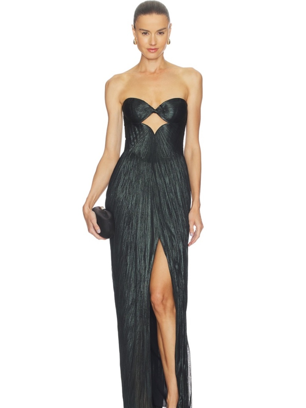 Strapless Black Maxi Dress with Front Slit